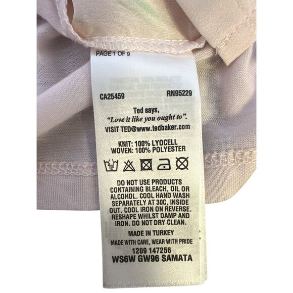 Ted Baker Floral Sleeveless V-Neck Blouse w/Sheer Back Panel Size 1/M - Picture 8 of 8